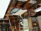 The hardtop in the fully raised position.